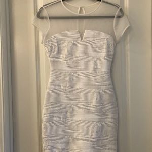 Classic white mesh shoulders and neckline dress
